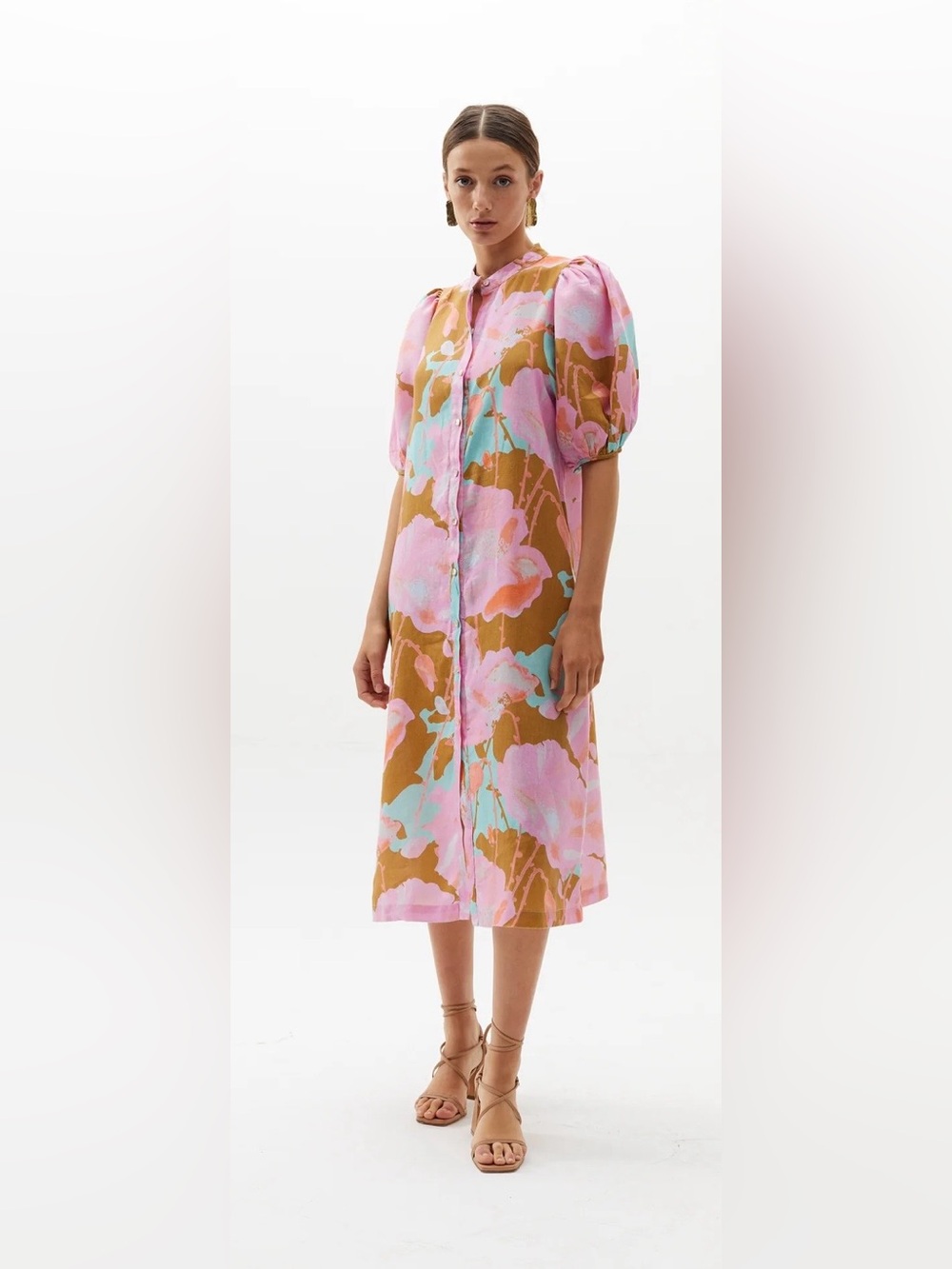 Lanhtropy BUBBLE  LINEN DRESS - AQUARELA- large. NWT
